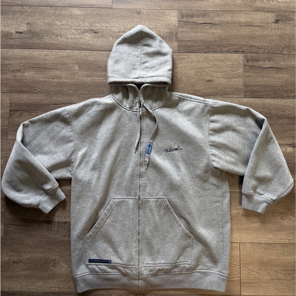 Clench Y2K Gray Full Zip Hoodie Five Borough Classics Heavyweight Skater XL